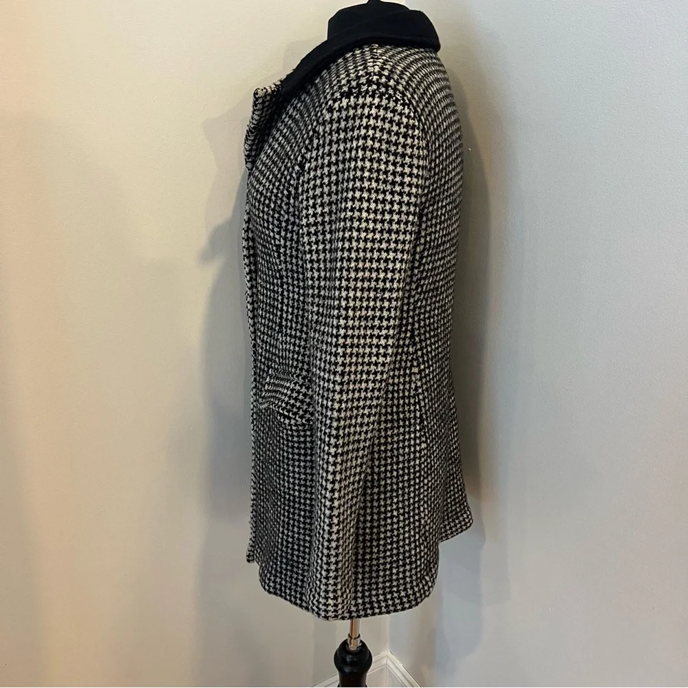 Lauren Ralph Lauren Houndstooth equestrian Wool Peacoat XL Fits S/M Black White - Picture 8 of 10